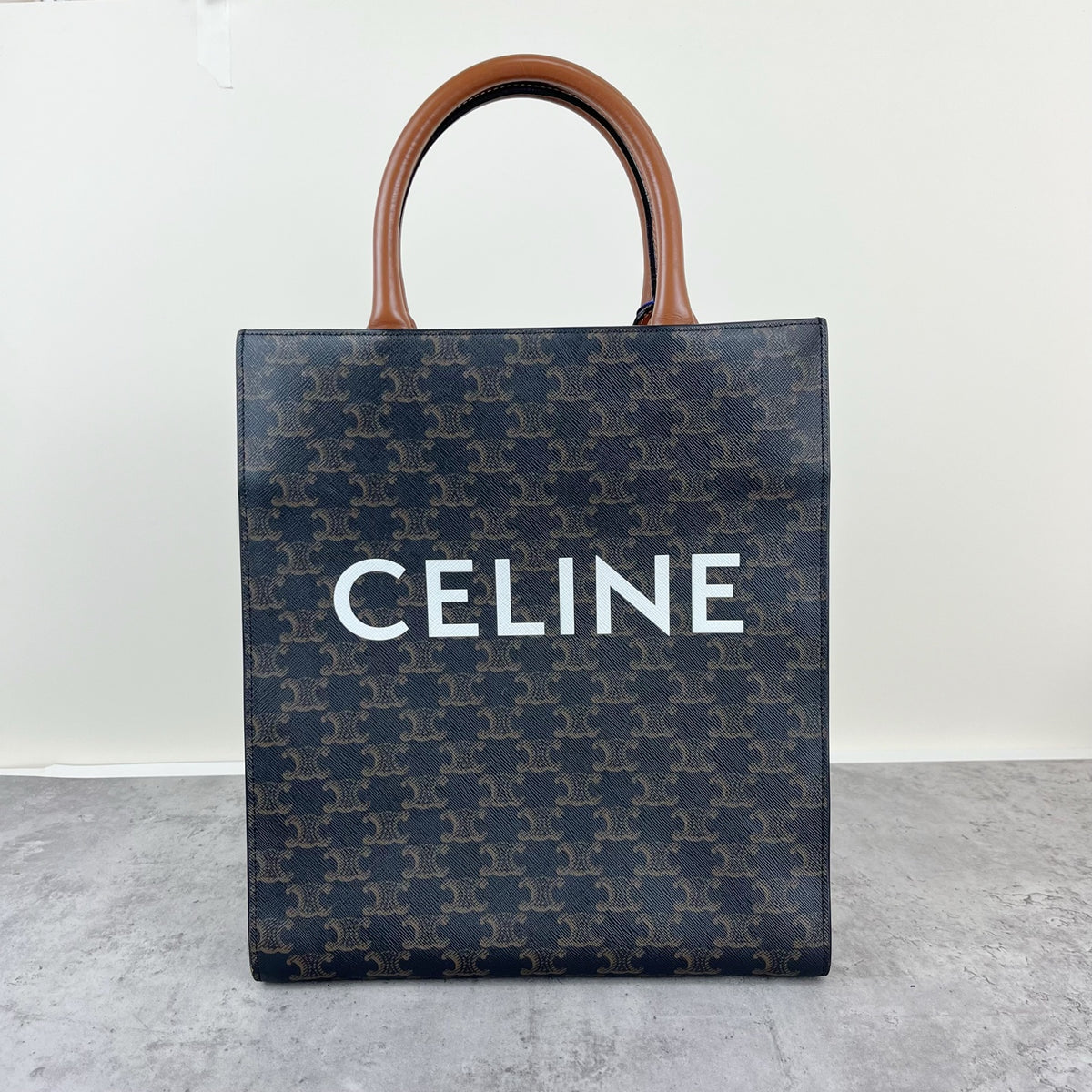 Celine CABAS Small Vertical Handbag with Logo Print Canvas 11 x 13 x 3 inches (28.5 x 33 x 8 centimeters) 191542BZK.04LU
