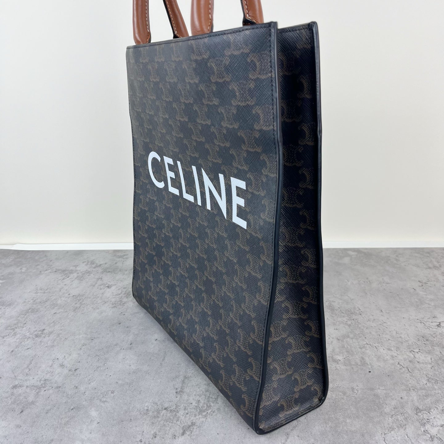 Celine CABAS Small Vertical Handbag with Logo Print Canvas 11 x 13 x 3 inches (28.5 x 33 x 8 centimeters) 191542BZK.04LU