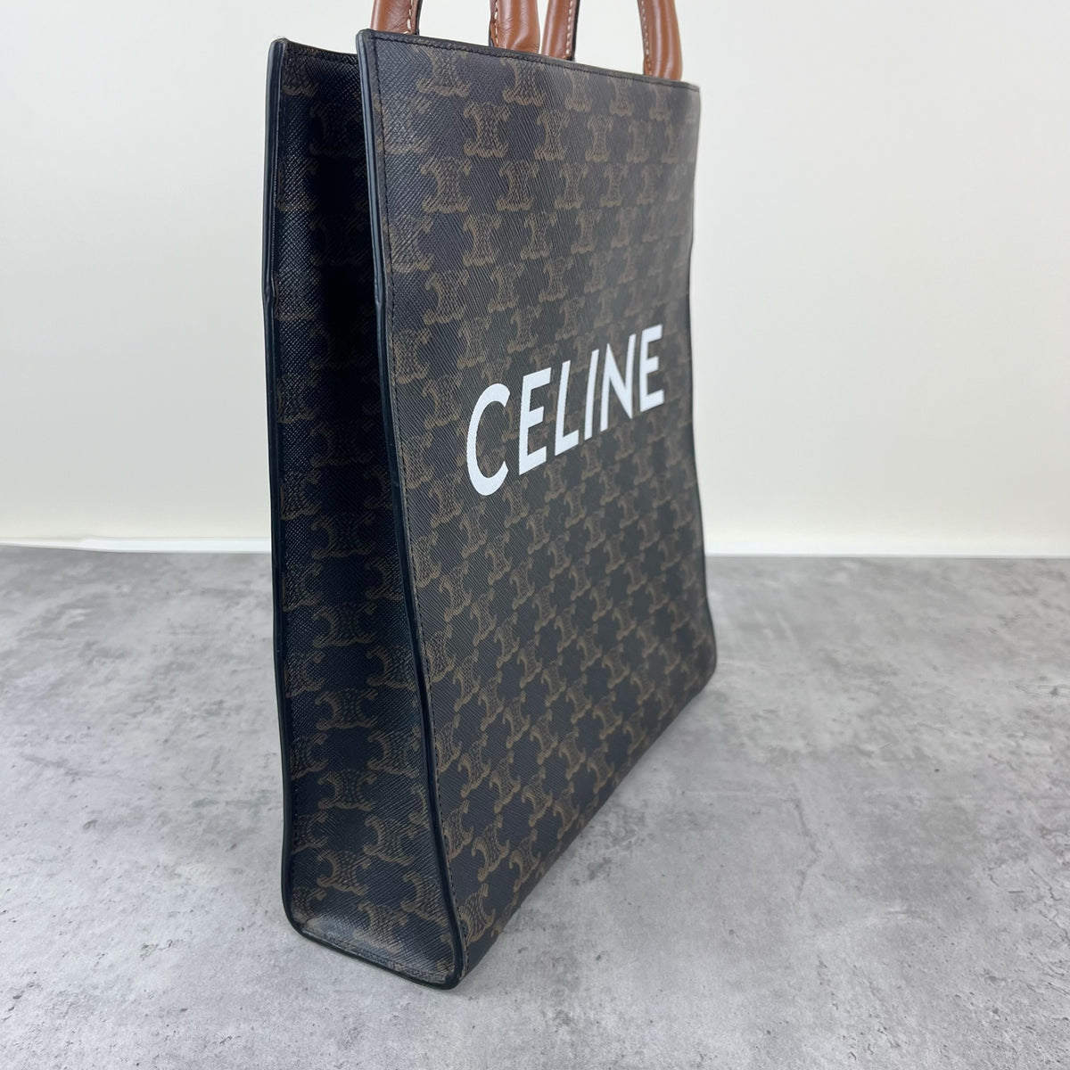 Celine CABAS Small Vertical Handbag with Logo Print Canvas 11 x 13 x 3 inches (28.5 x 33 x 8 centimeters) 191542BZK.04LU