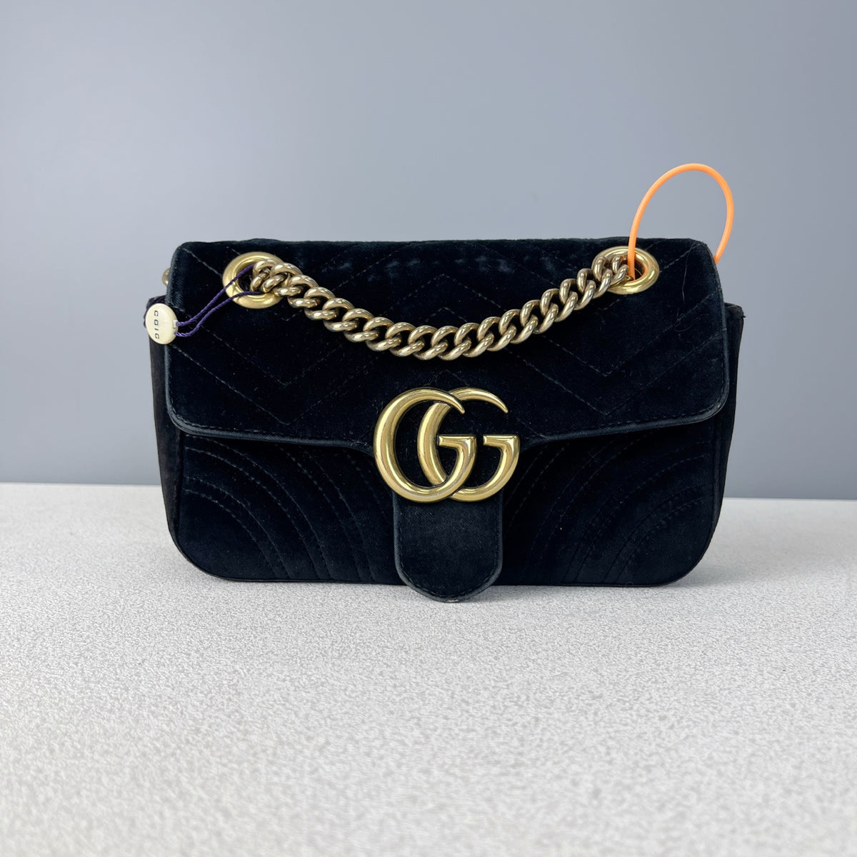 Gucci GG MARMONT Velvet Black Length 30 x Width 8 x Height 19 cm 443496-K4D2T-1000