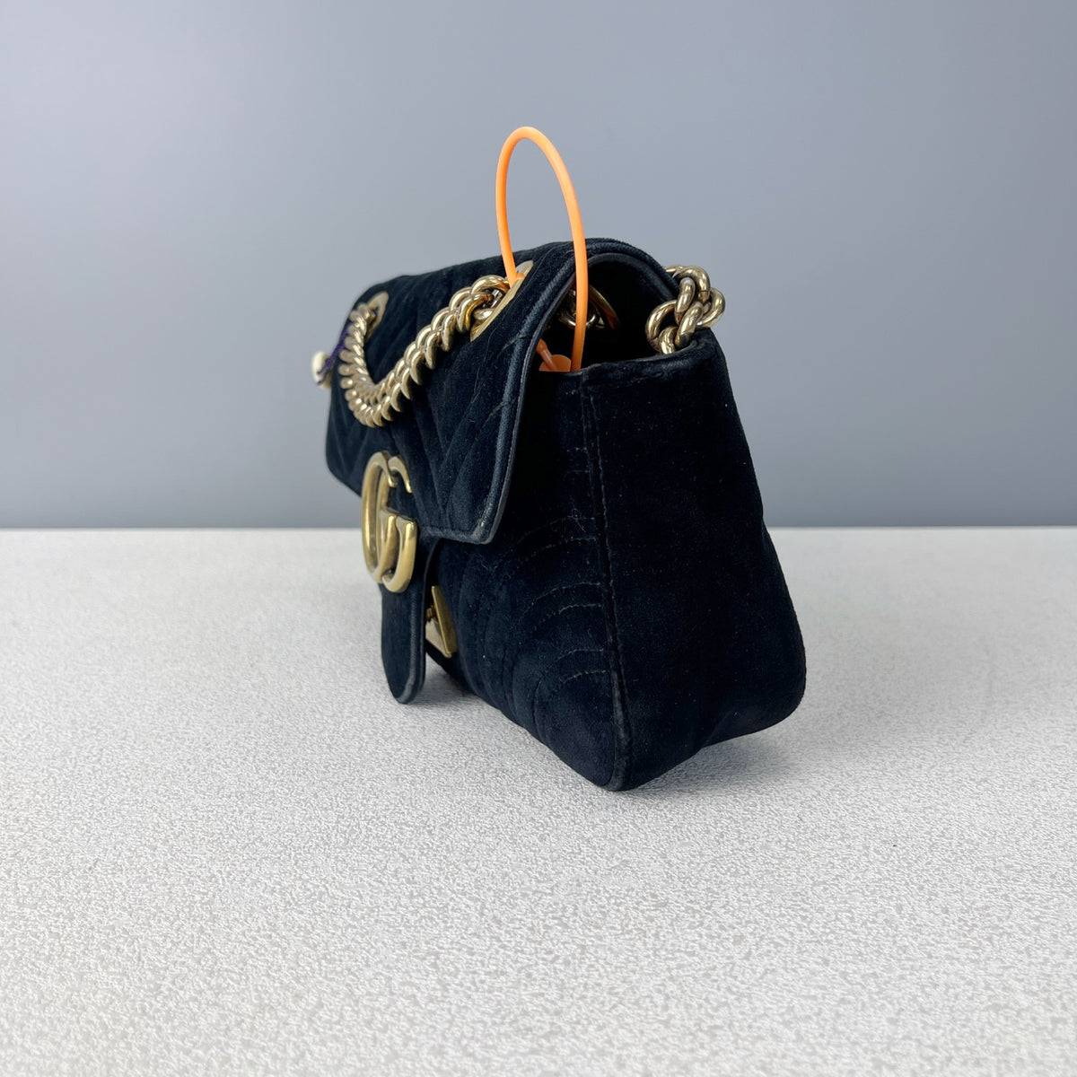 Gucci GG MARMONT Velvet Black Length 30 x Width 8 x Height 19 cm 443496-K4D2T-1000