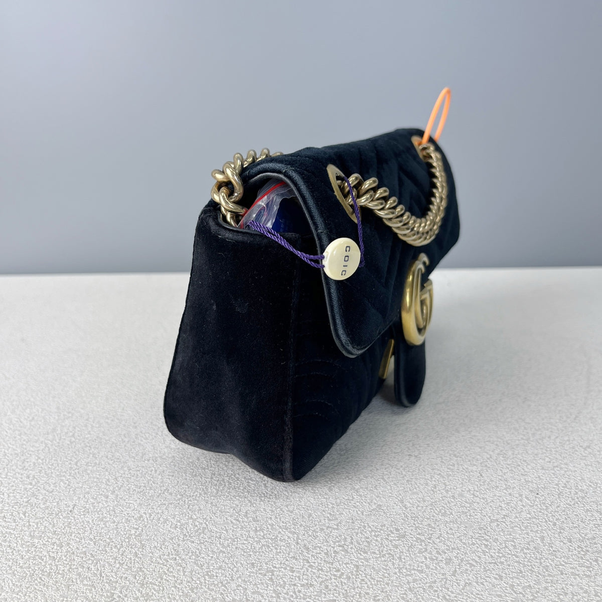 Gucci GG MARMONT Velvet Black Length 30 x Width 8 x Height 19 cm 443496-K4D2T-1000