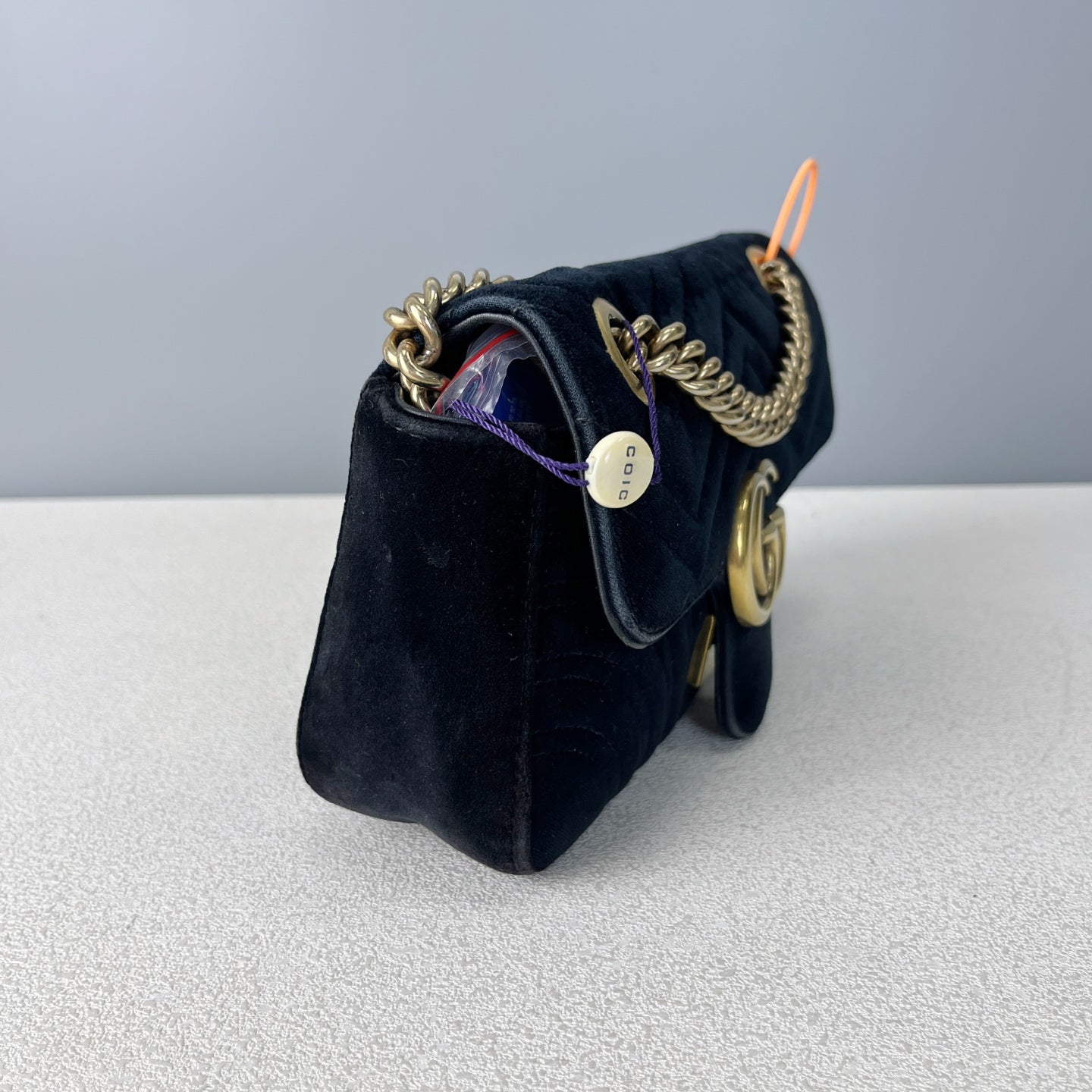 Gucci GG MARMONT Velvet Black Length 30 x Width 8 x Height 19 cm 443496-K4D2T-1000