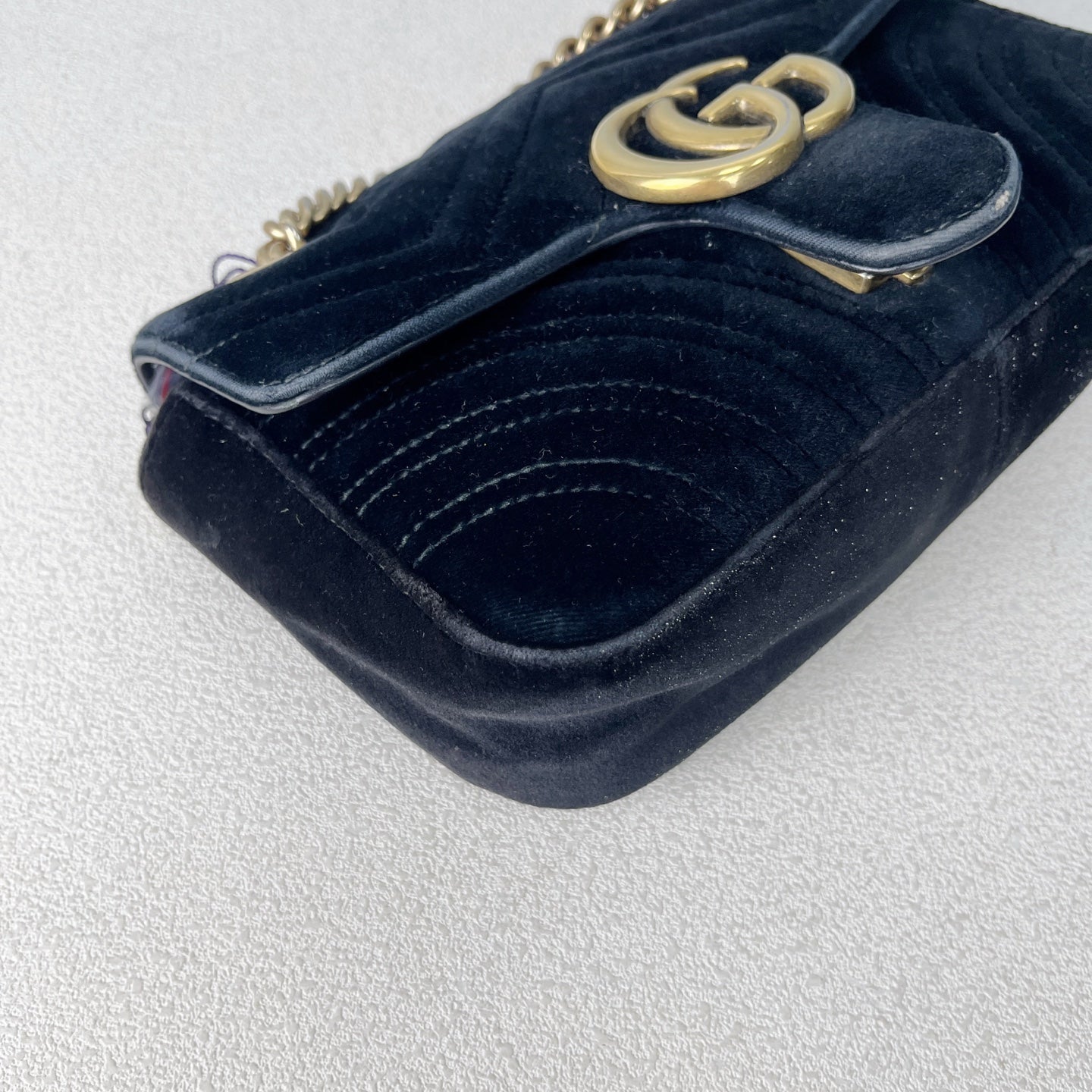 Gucci GG MARMONT Velvet Black Length 30 x Width 8 x Height 19 cm 443496-K4D2T-1000
