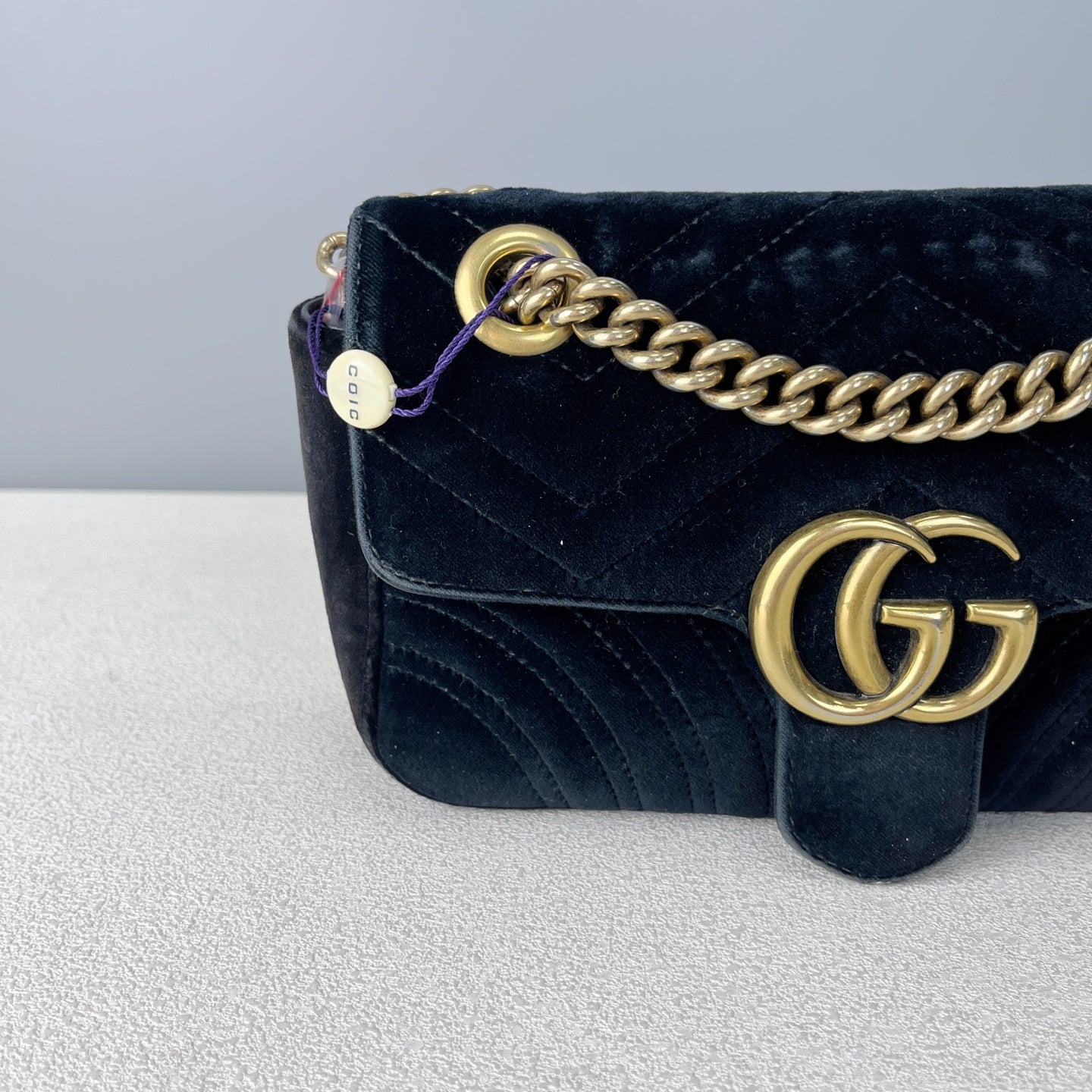 Gucci GG MARMONT Velvet Black Length 30 x Width 8 x Height 19 cm 443496-K4D2T-1000