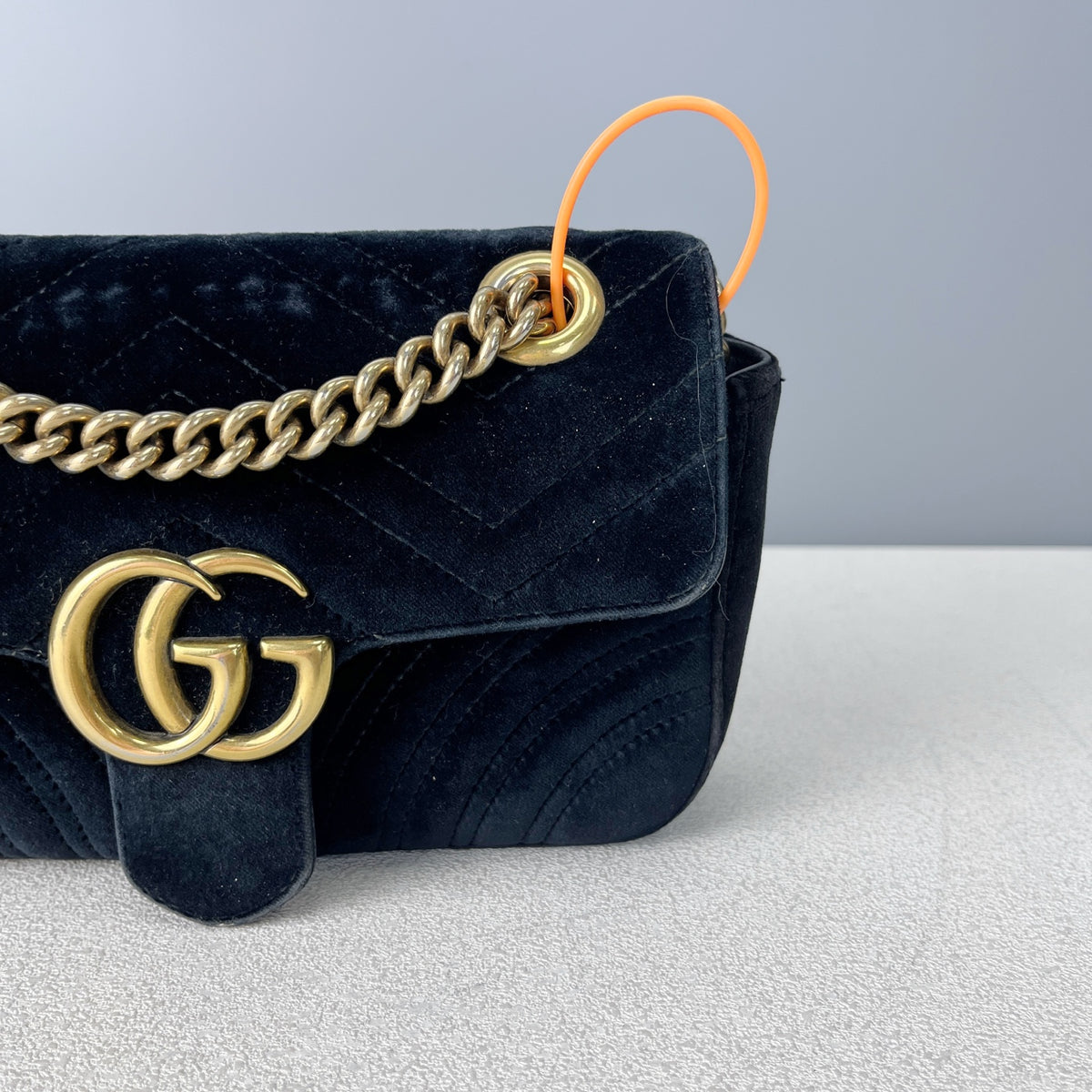 Gucci GG MARMONT Velvet Black Length 30 x Width 8 x Height 19 cm 443496-K4D2T-1000