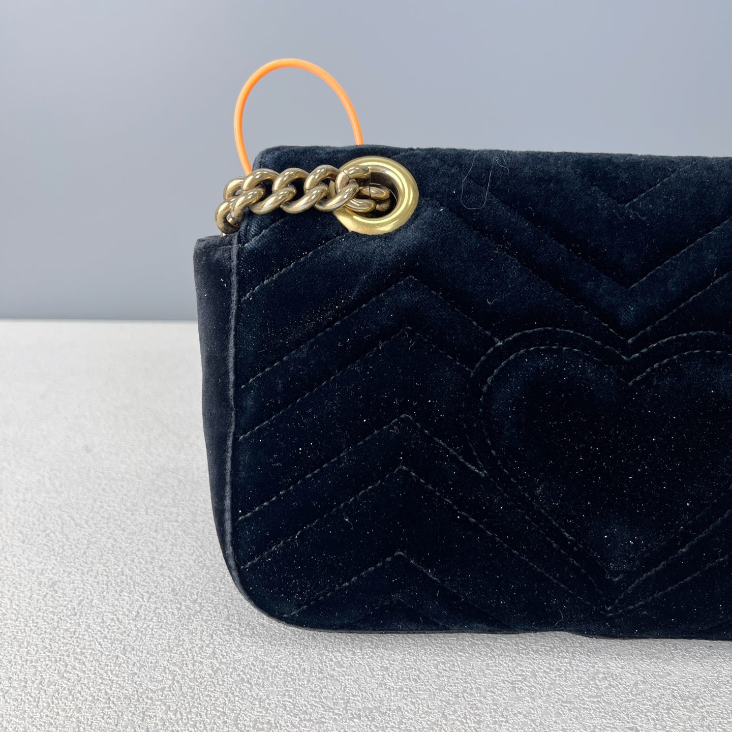 Gucci GG MARMONT Velvet Black Length 30 x Width 8 x Height 19 cm 443496-K4D2T-1000