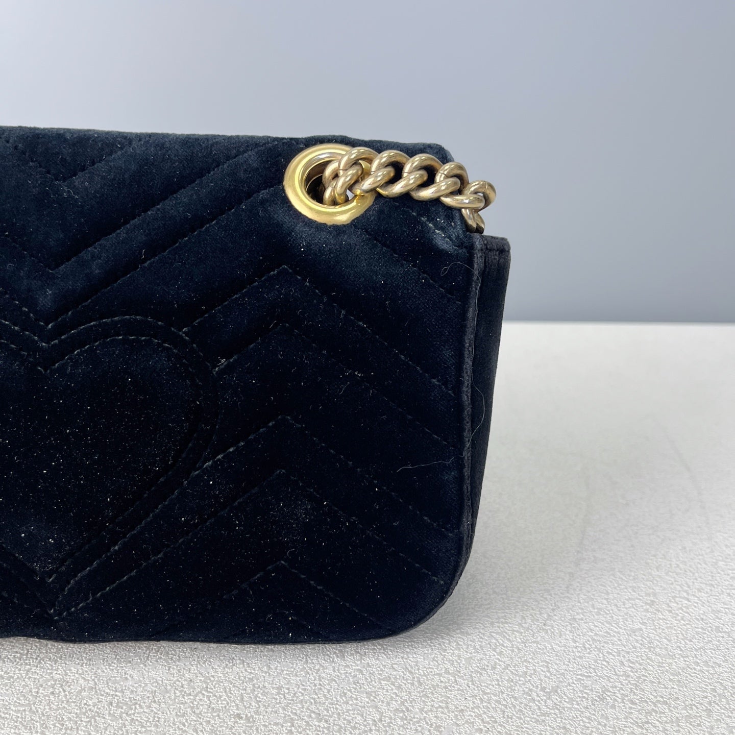 Gucci GG MARMONT Velvet Black Length 30 x Width 8 x Height 19 cm 443496-K4D2T-1000