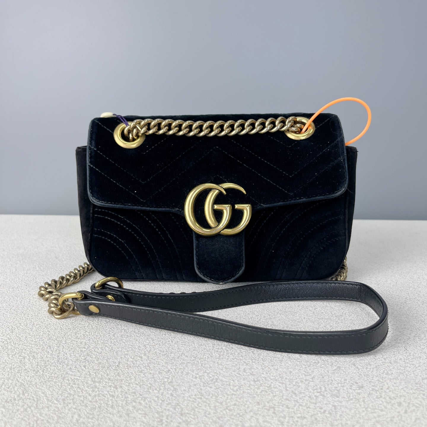 Gucci GG MARMONT Velvet Black Length 30 x Width 8 x Height 19 cm 443496-K4D2T-1000