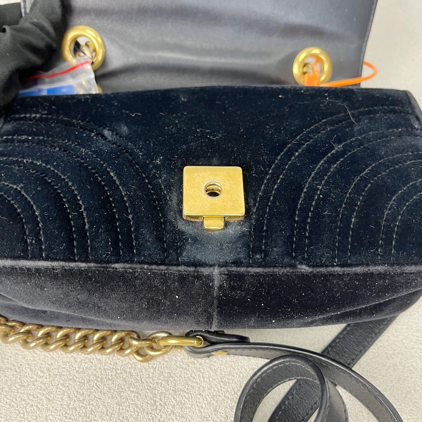 Gucci GG MARMONT Velvet Black Length 30 x Width 8 x Height 19 cm 443496-K4D2T-1000
