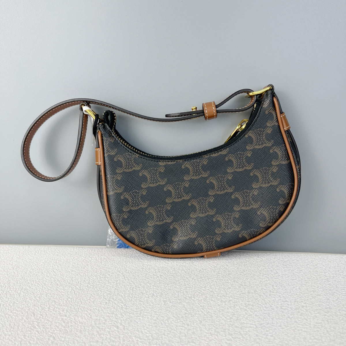 Celine Mini AVA logo-print cowhide handbag Brown 6 x 5 x 2 inches (16 x 12 x 5 centimeters) 10I602DS1.04LU