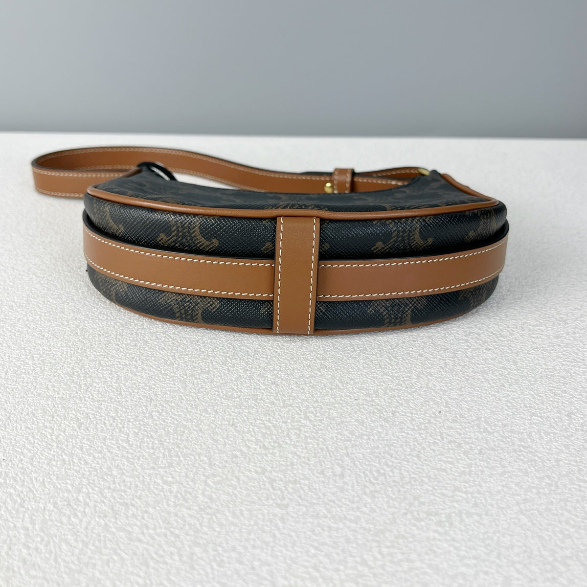 Celine Mini AVA logo-print cowhide handbag Brown 6 x 5 x 2 inches (16 x 12 x 5 centimeters) 10I602DS1.04LU