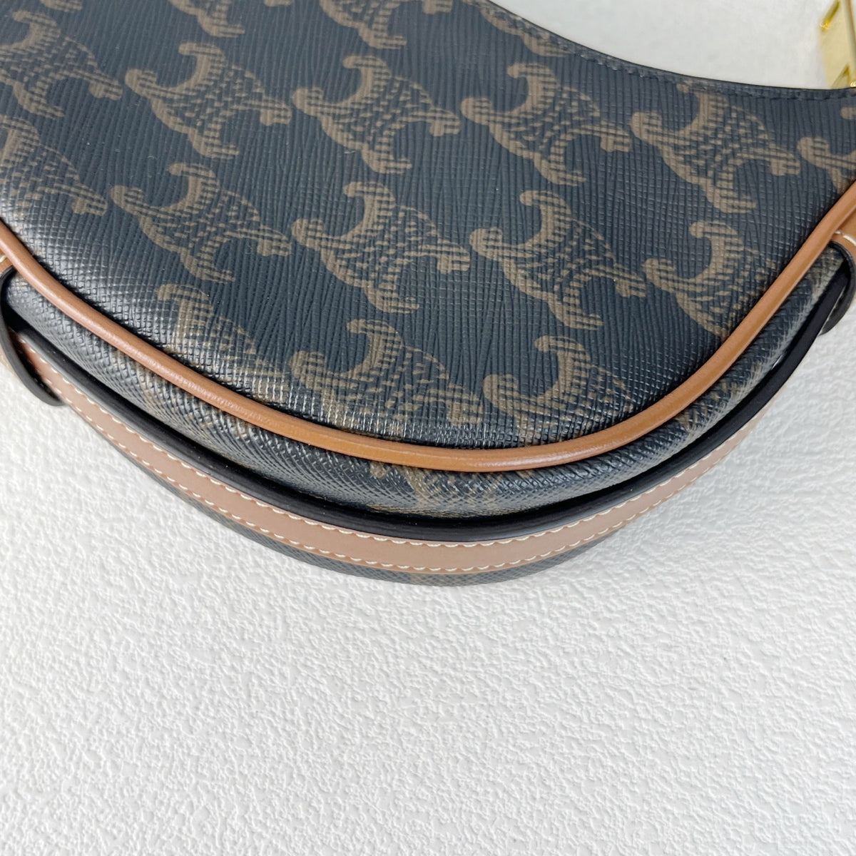 Celine Mini AVA logo-print cowhide handbag Brown 6 x 5 x 2 inches (16 x 12 x 5 centimeters) 10I602DS1.04LU