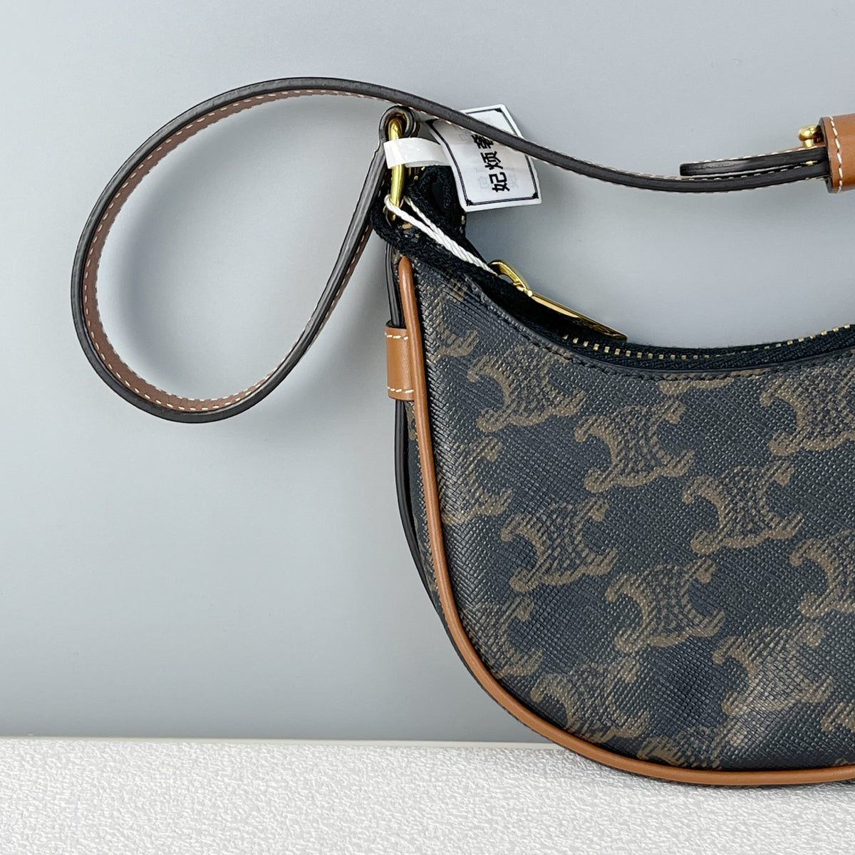 Celine Mini AVA logo-print cowhide handbag Brown 6 x 5 x 2 inches (16 x 12 x 5 centimeters) 10I602DS1.04LU
