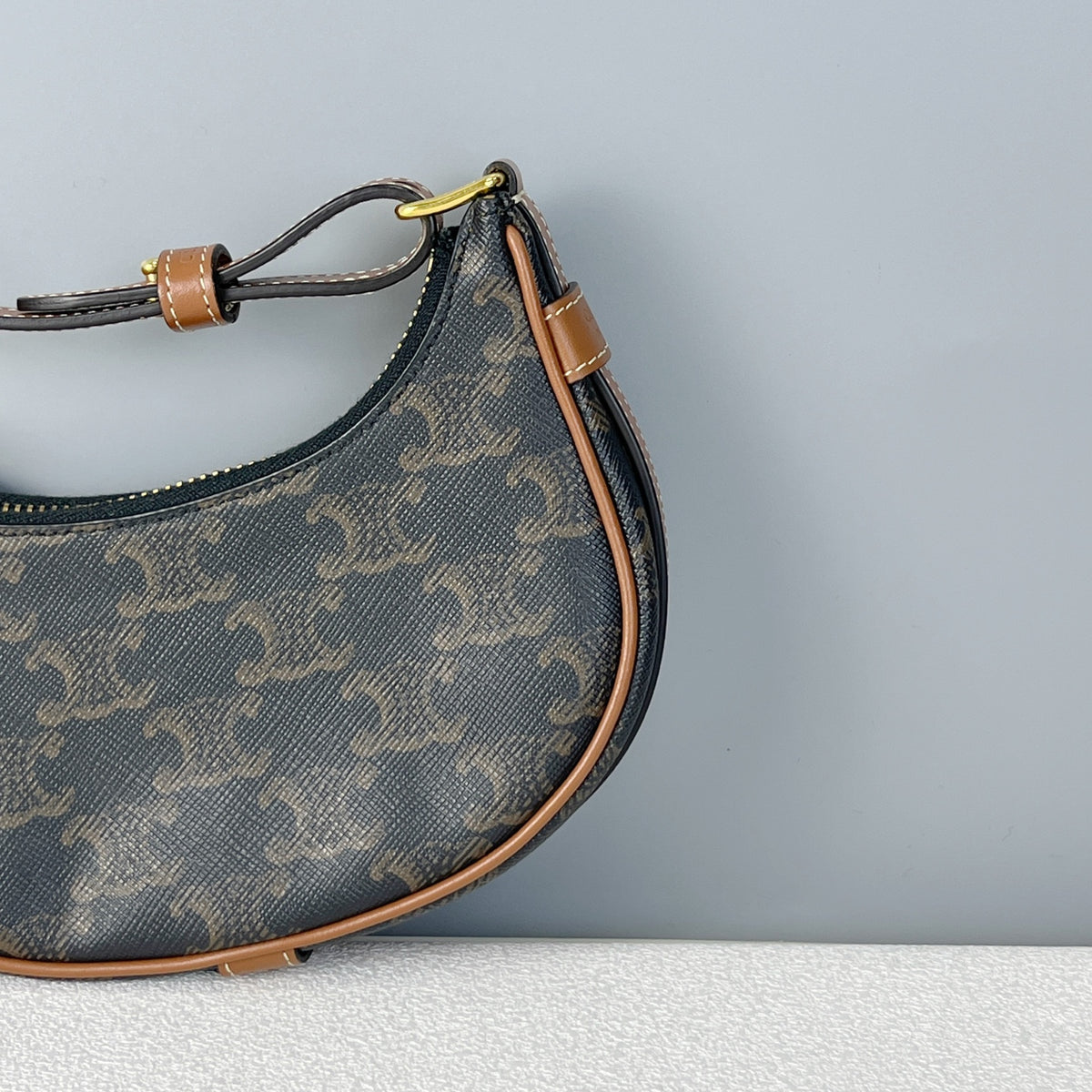 Celine Mini AVA logo-print cowhide handbag Brown 6 x 5 x 2 inches (16 x 12 x 5 centimeters) 10I602DS1.04LU