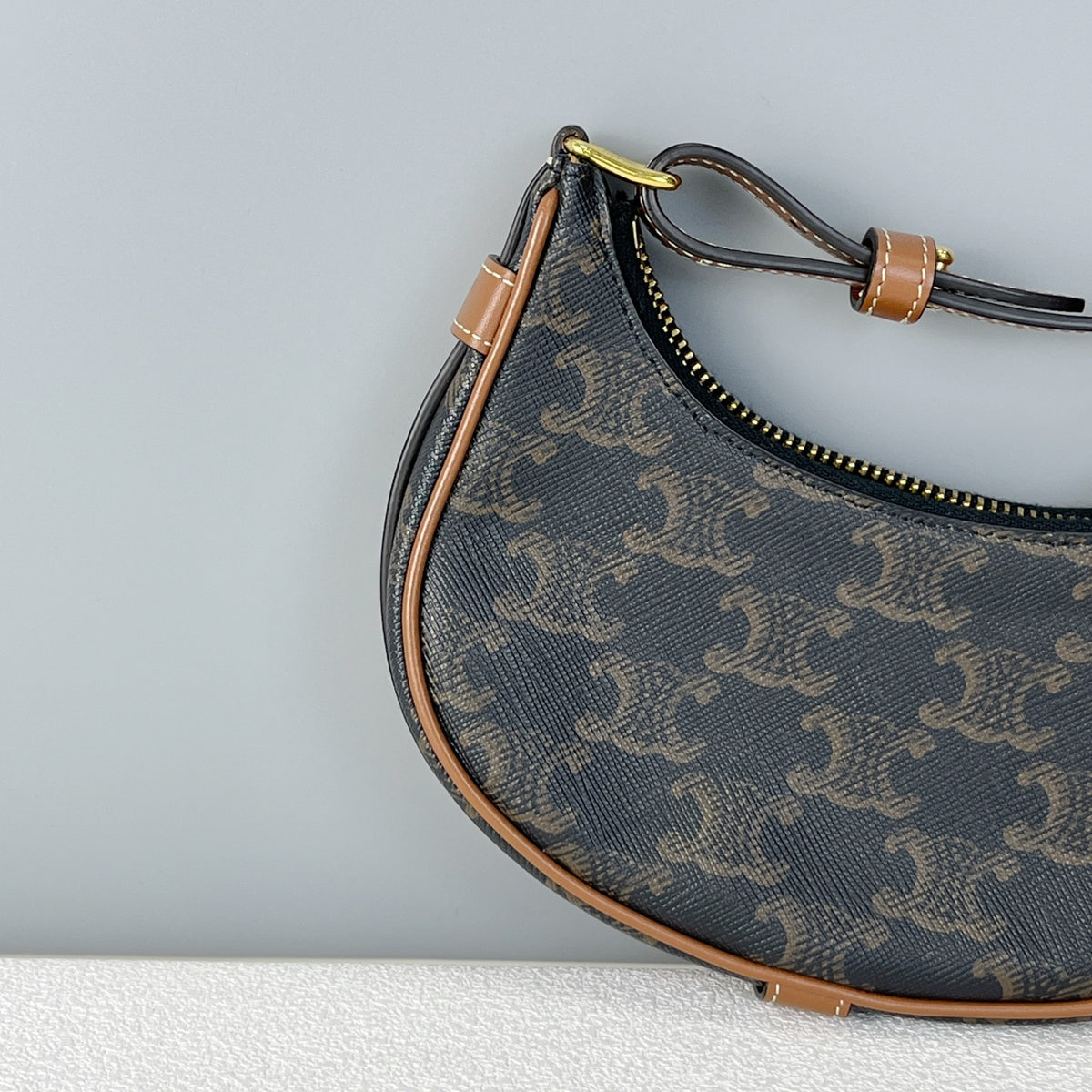 Celine Mini AVA logo-print cowhide handbag Brown 6 x 5 x 2 inches (16 x 12 x 5 centimeters) 10I602DS1.04LU