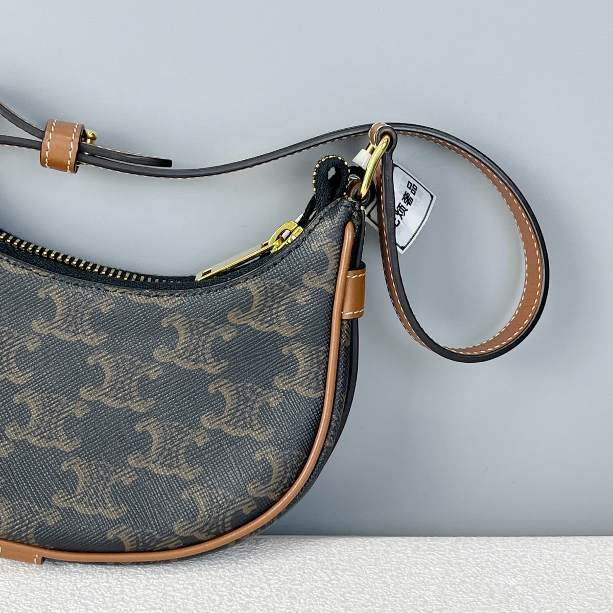 Celine Mini AVA logo-print cowhide handbag Brown 6 x 5 x 2 inches (16 x 12 x 5 centimeters) 10I602DS1.04LU