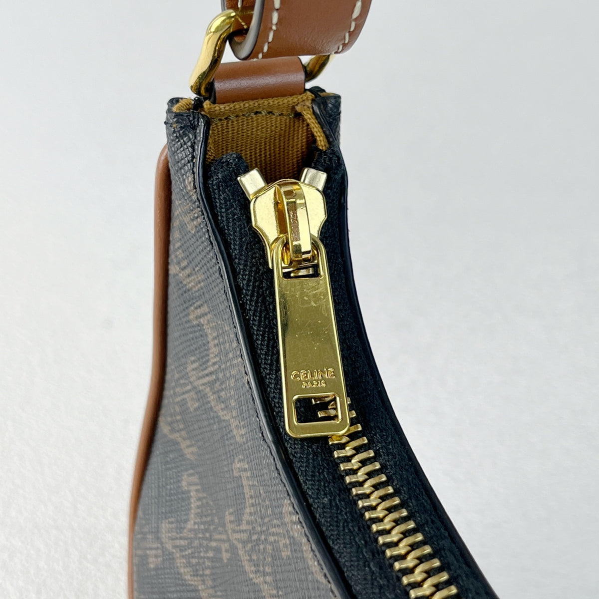 Celine Mini AVA logo-print cowhide handbag Brown 6 x 5 x 2 inches (16 x 12 x 5 centimeters) 10I602DS1.04LU