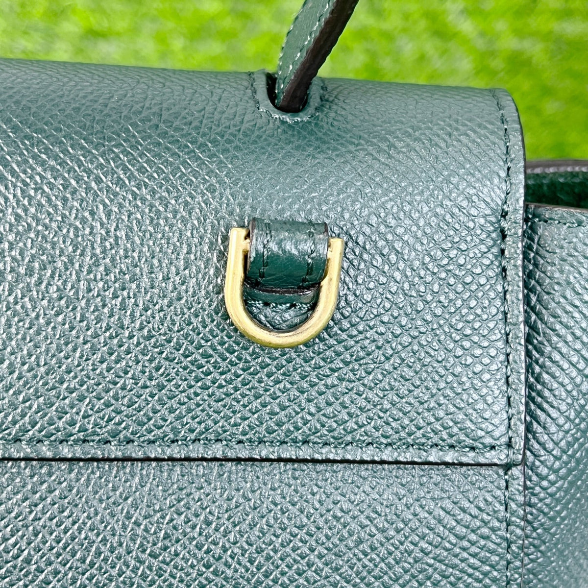 Celine BELT NANO-grain cowhide leather handbag Green 8 x 7 x 4 inches (20 x 17 x 11 centimeters) 189003ZVA.31AN