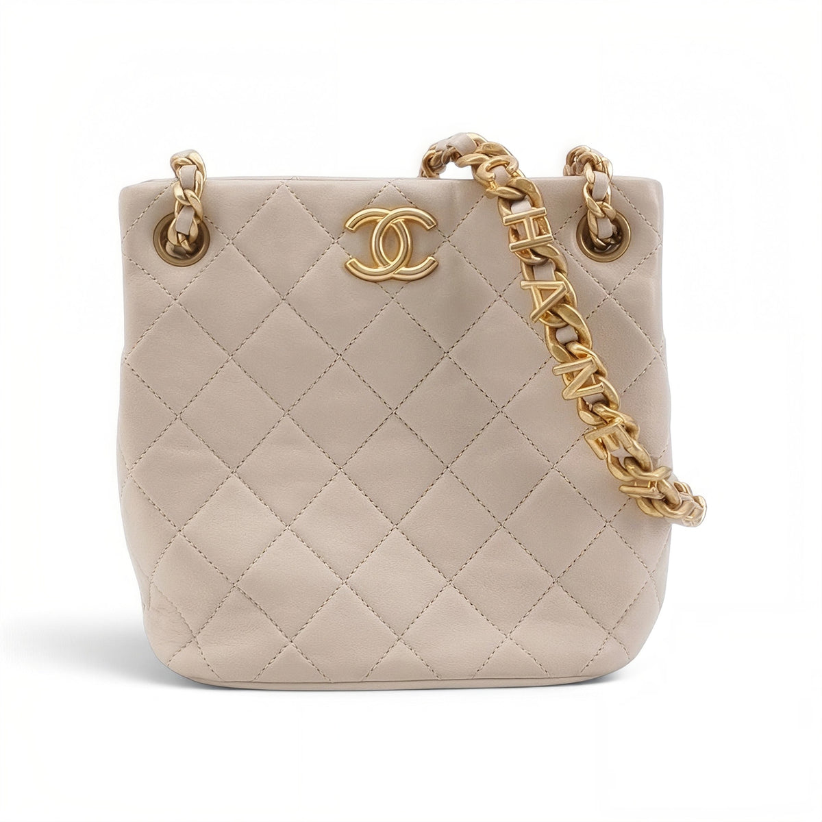 Mini Bucket Bag with Chanel Letters Chain