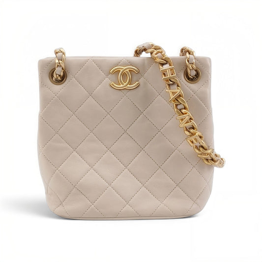 Mini Bucket Bag with Chanel Letters Chain