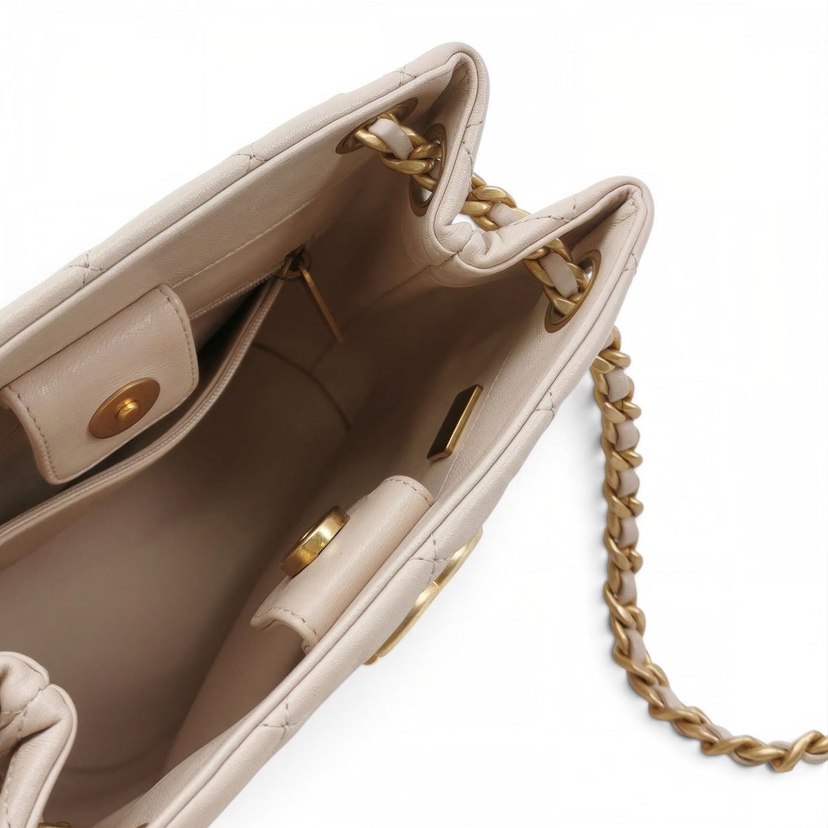 Mini Bucket Bag with Chanel Letters Chain