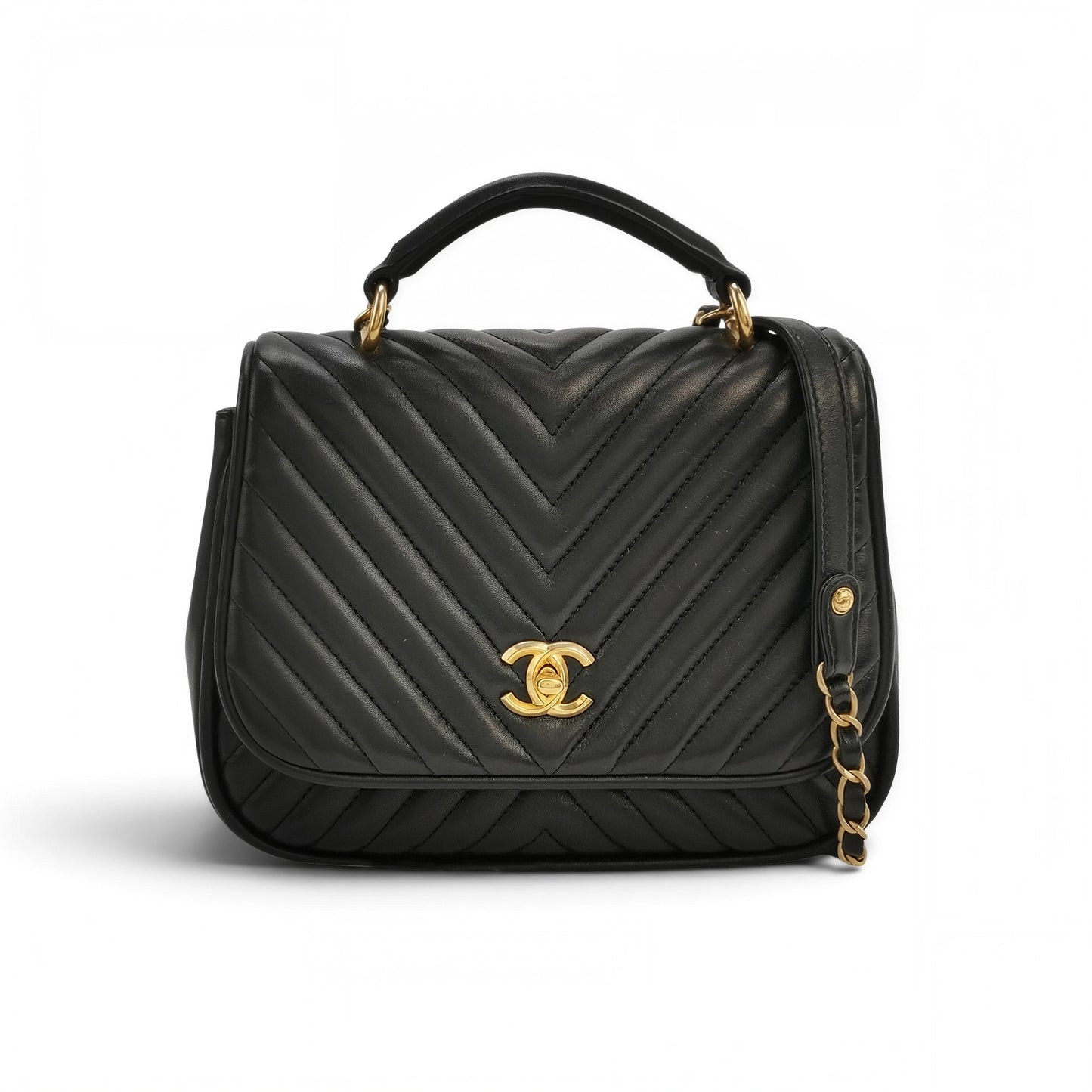 Chevron Flap Bag with Top Handle
