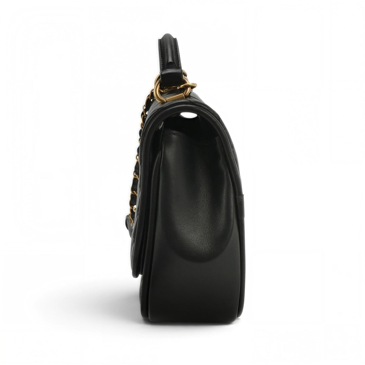 Chevron Flap Bag with Top Handle