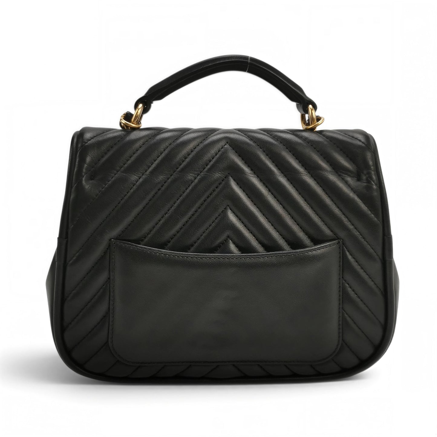 Chevron Flap Bag with Top Handle