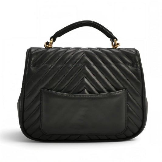 Chevron Flap Bag with Top Handle