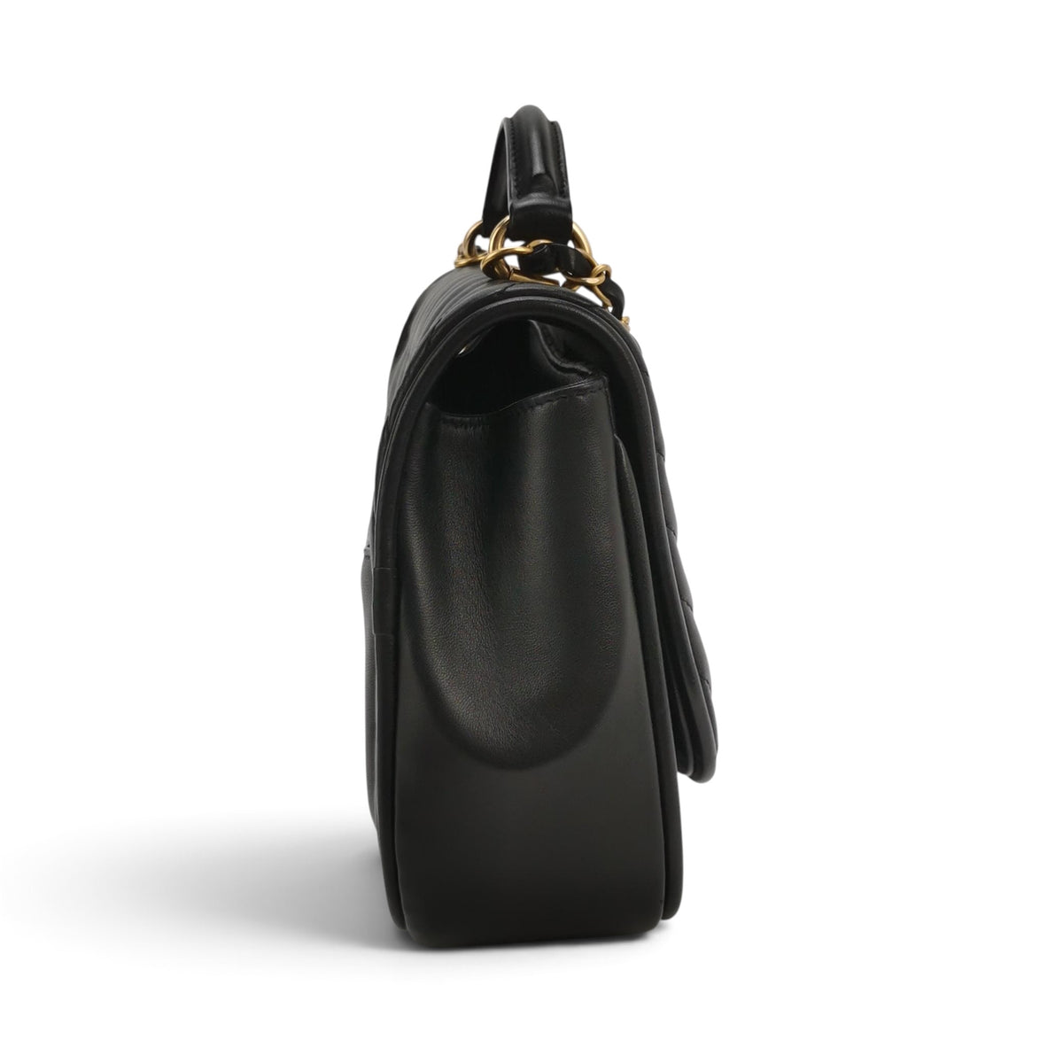 Chevron Flap Bag with Top Handle