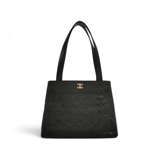 Quilted Caviar Shoulder Tote