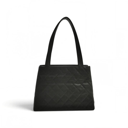 Quilted Caviar Shoulder Tote