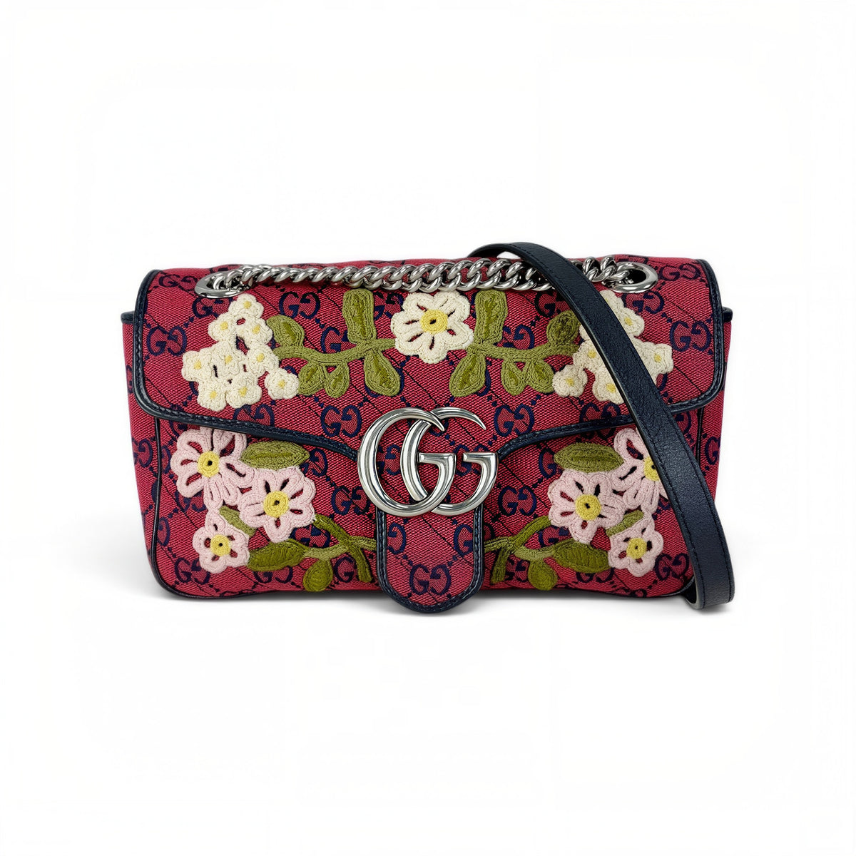 GG Marmont Floral Embroidered Small Shoulder Bag