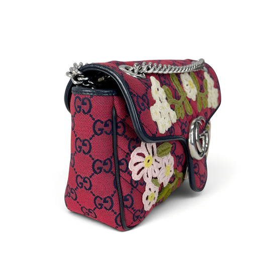 GG Marmont Floral Embroidered Small Shoulder Bag