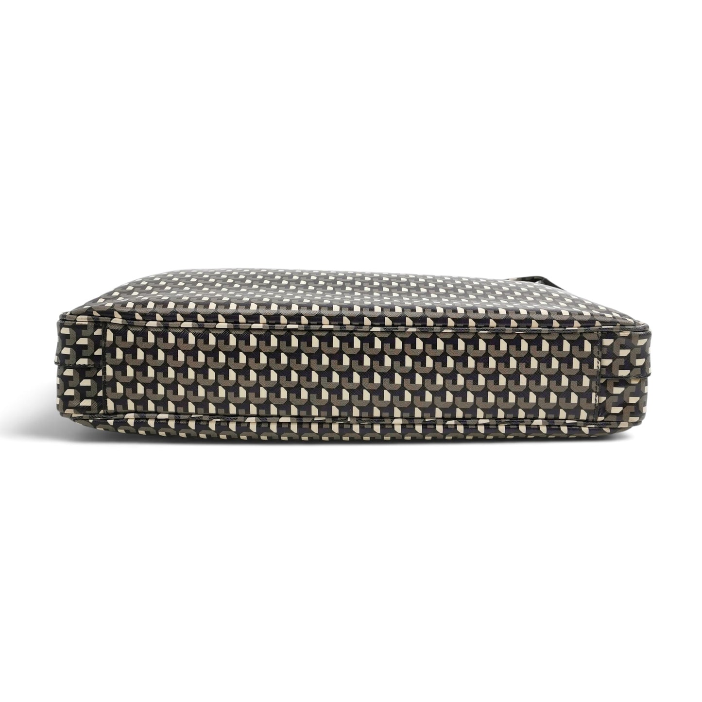 Cube Print Saffiano Leather Briefcase